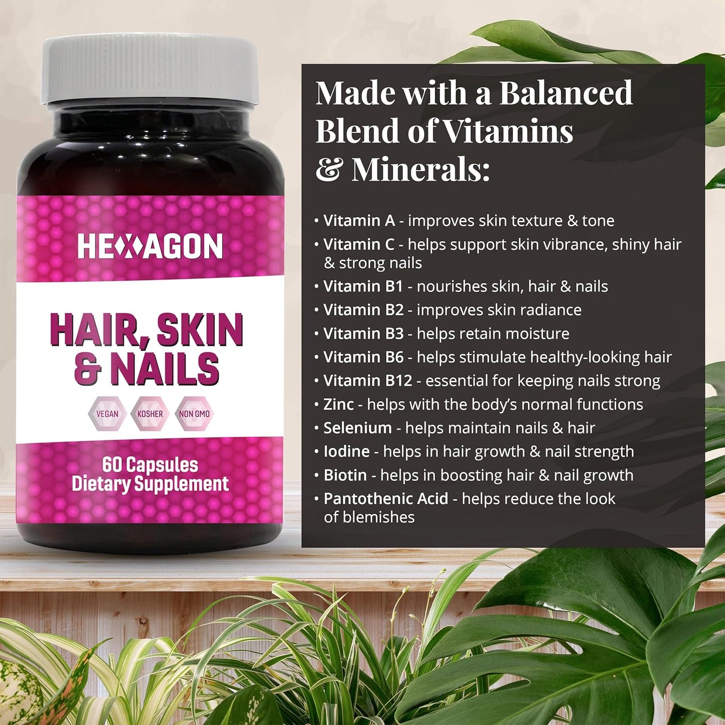 Hexagon Hair, Skin & Nails Multi-Vitamin Formula Capsules