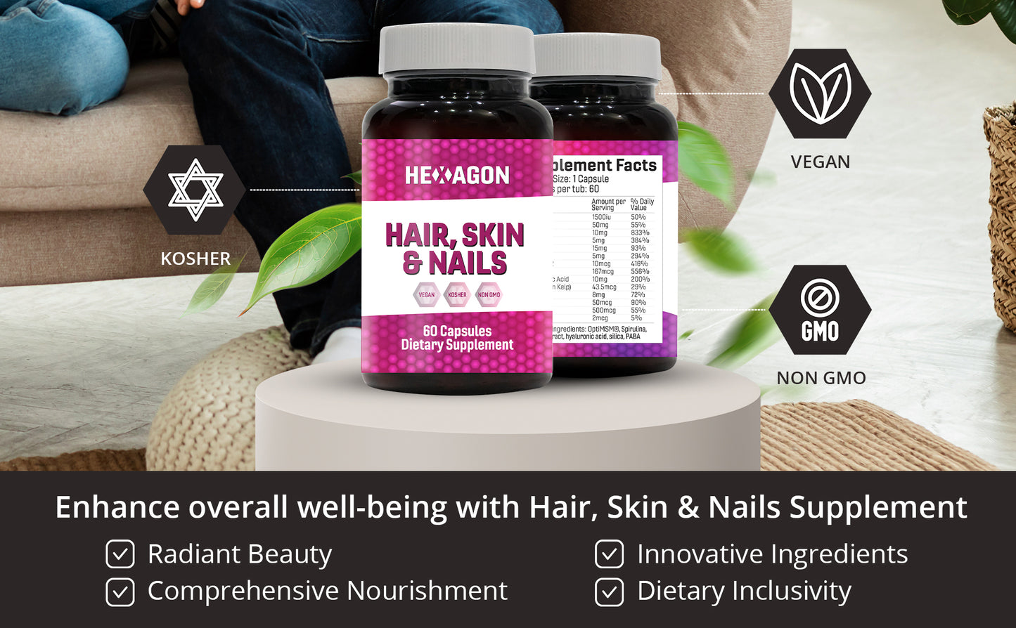 Hexagon Hair, Skin & Nails Multi-Vitamin Formula Capsules