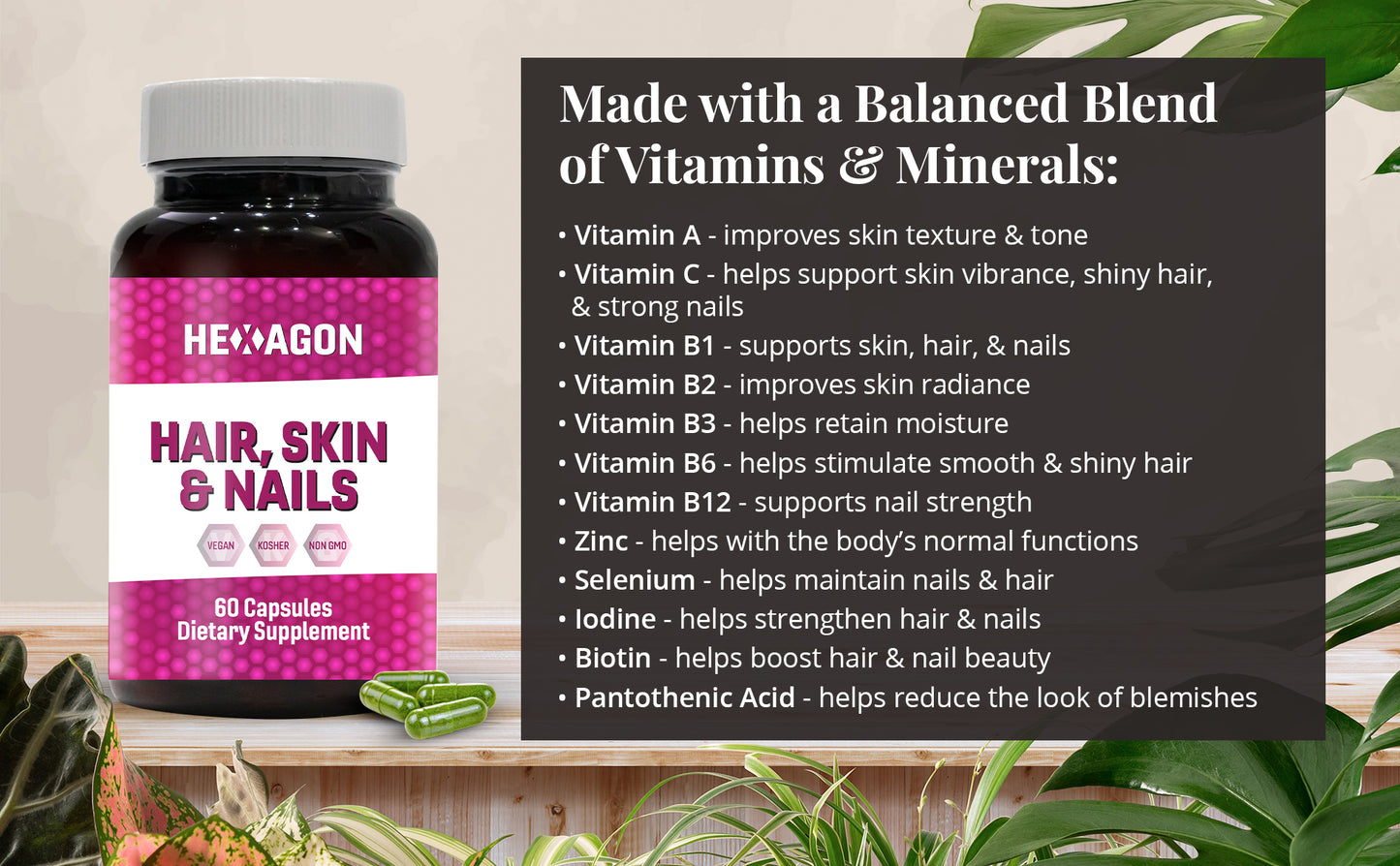 Hexagon Hair, Skin & Nails Multi-Vitamin Formula Capsules