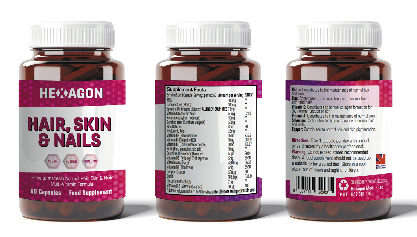 Hexagon Hair, Skin & Nails Multi-Vitamin Formula Capsules