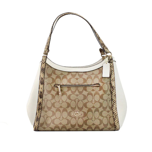 Coach Kristy Snakeskin Leather Triple Compartment Shoulder Bag