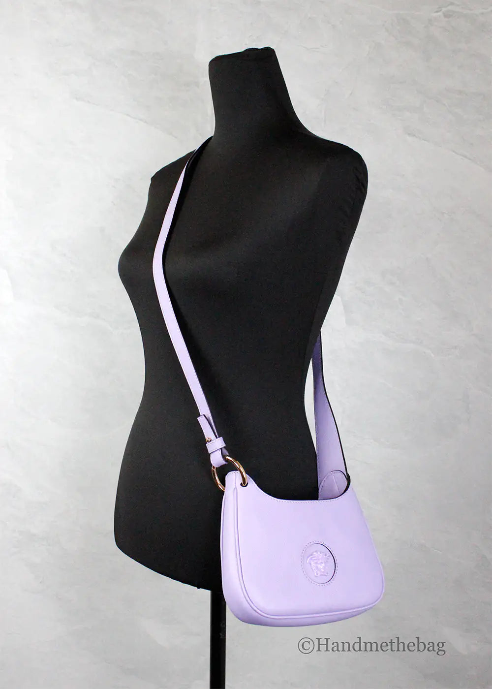 Versace Vitello Small Lilac Leather Medusa Crossbody Shoulder Bag