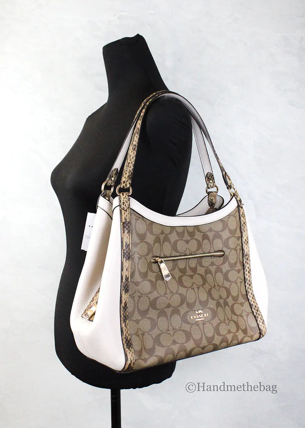 Coach Kristy Snakeskin Leather Triple Compartment Shoulder Bag